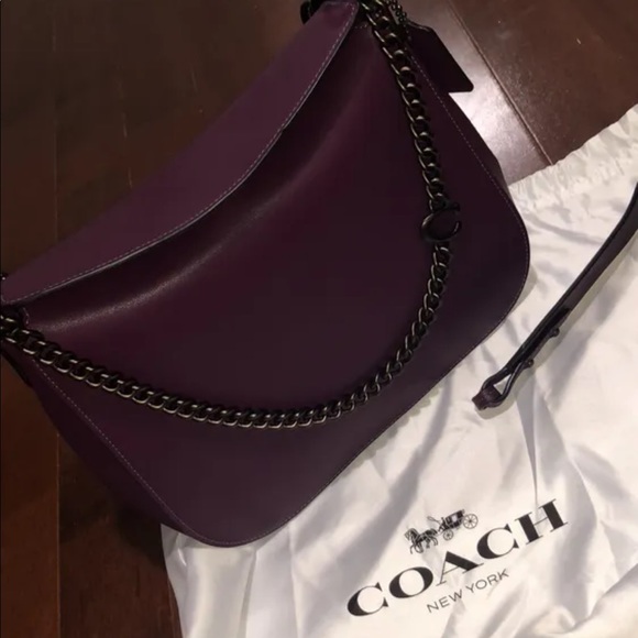 Gorgeous Deep Purple Coach Retail Gun metal chain bag - Picture 3 of 12